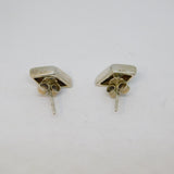 Pair of Sterling Silver Spinel Set Diamond Shape Stud Earrings Vintage c1970