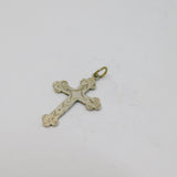 Sterling Silver Patterned Cross Charm Pendant Vintage c1970