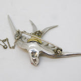 Large 19th Century Sterling Silver Paste Set Swallow Sweetheart Brooch Antique