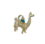 Sterling Silver Turquoise Set Llama Travel Souvenir Pendant Modern c1990s