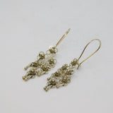 Pair of Sterling Silver Eastern Style Floral Dangly Drop Earrings Modern c1990's