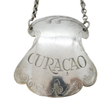 George III Sterling Silver Floral Pattern 'Curacao' Decanter Label Antique Londo