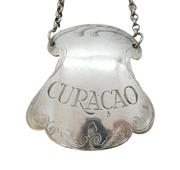 George III Sterling Silver Floral Pattern 'Curacao' Decanter Label Antique Londo