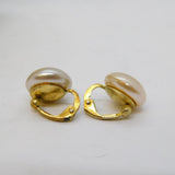 Lotus Boxed Gold on Sterling Silver Simulated Pearl Clip-On Earrings Vintage