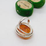 Sterling Silver & Cabochon Baltic Amber Statement Ring Vintage c1980