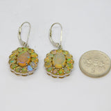 Sterling Silver Carved Happy Buddha Water Opal Leverback Earrings Vintage c1970