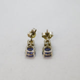 Pair of Sterling Silver Purple & White Crystal Stud Earrings Modern c1990