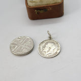 WW1 era Sterling Silver Threepence Coin Charm Pendant Antique 1918