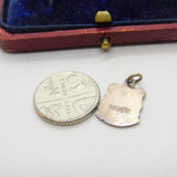 Sterling Silver and Enamel Ingoldmells Travel Shield Charm Pendant Vintage c1970