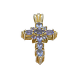 Sterling Silver 11 Tanzanite Cross Pendant Vintage c1970