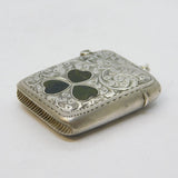 Edwardian Sterling Silver Connemara Marble Vesta Case Antique 1902 Birmingham