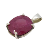 Sterling Silver Large Synthetic Ruby Drop Charm Pendant Vintage c1970