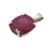 Sterling Silver Large Synthetic Ruby Drop Charm Pendant Vintage c1970