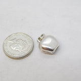 Sterling Silver Enamel Edelweiss Cowbell Charm Pendant Vintage c1970