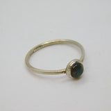 Sterling Silver Moss Agate Solitaire Studio Dress Ring Vintage 1978 Size L 1/2