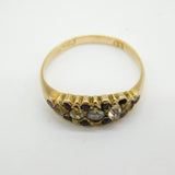 Victorian 15ct Gold, Old-Cut Diamond & Ruby Boat Ring Antique c1880