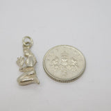 Sterling Silver Kneeling Girl With Flowers Charm Pendant Vintage c1970