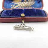 Sterling Silver Battleship Charm Pendant Vintage c1970