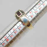 Sterling Silver6 Amethyst & Marcasite Art Deco Style Ring Modern c1990s Size S