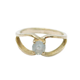 Sterling Silver Pale Blue Topaz Set Open Band Studio Ring Vintage c1970 Size L