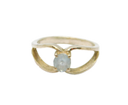 Sterling Silver Pale Blue Topaz Set Open Band Studio Ring Vintage c1970 Size L