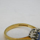 9ct Yellow Gold, Tanzanite & Diamond Set Floral Dress Ring Vintage 1989 London