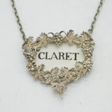 Victorian Sterling Silver Grapevine Decanter Label & Claret Card Antique 1900