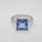 Sterling Silver & Cushion Cut Iolite Dress Ring Vintage c2000s