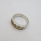 Sterling Silver Two Tier 8 Emerald Cut Spinel Band Ring Modern c1990 Size P