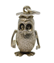 Sterling Silver Wise Owl Charm Pendant Vintage c1970