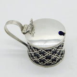 Edwardian Sterling Silver Floral Pattern Mustard Pot Antique 1908 Chester