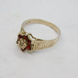 Sterling Silver 6 Garnet & Diamond Cluster Ring Vintage 1980 London Size N 1/2