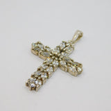 Sterling Silver Chunky CZ Cross Charm Pendant Contemporary c1990s