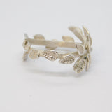 Sterling Silver Studio Style Leaf Design Band Ring Vintage c1970 Size N
