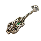 Sterling Silver Opening Enamel Musical Note Guitar Charm Pendant Vintage c1970s