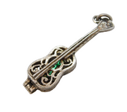 Sterling Silver Opening Enamel Musical Note Guitar Charm Pendant Vintage c1970s