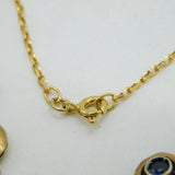 Art Deco 9ct Yellow Gold, Sapphire & Diamond Lavalier Necklace Antique c1920s