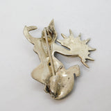 20th Century Siam Sterling Silver Dancing Goddess Brooch Antique c1930s