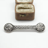 Scottish Sterling Silver Celtic Pattern Bar Brooch Antique c1930 Art Deco