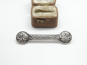 Scottish Sterling Silver Celtic Pattern Bar Brooch Antique c1930 Art Deco
