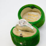 Sterling Silver Sparkling Paste Set Dress Ring Vintage c1970 Size O UK