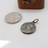 Silver Plated St Christopher with Pope Reverse Charm Pendant Vintage c1970