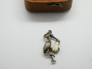 Sterling Silver and Enamel Stork and Baby Charm Pendant Vintage c1970