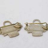 Pair of Sterling Silver & Enamel Flower Basket Brooches Antique c1930 Deco