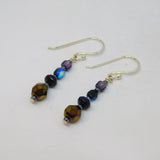 Pair of Sterling Silver Faceted Glass Beads Drop Earrings Contemporary c2010