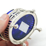 Edwardian Sterling Silver Pierced Floral Mustard Pot Antique 1905 Birmingham
