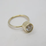 Sterling Silver White Topaz Studio Style Dress Ring Vintage c1970 Size N