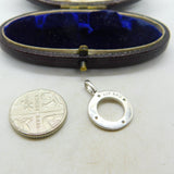 Sterling Silver Letter 'O' with Diamond Paste Charm Pendant Vintage c1970