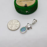 Sterling Silver Doublet Opal Drop Charm Pendant Vintage c1970