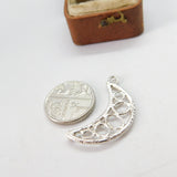 Sterling Silver Crescent Moon Charm Pendant Vintage c1970